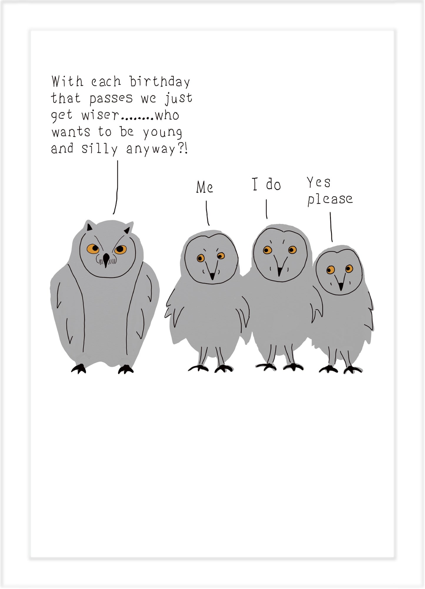 Christmas card with illustration of owls