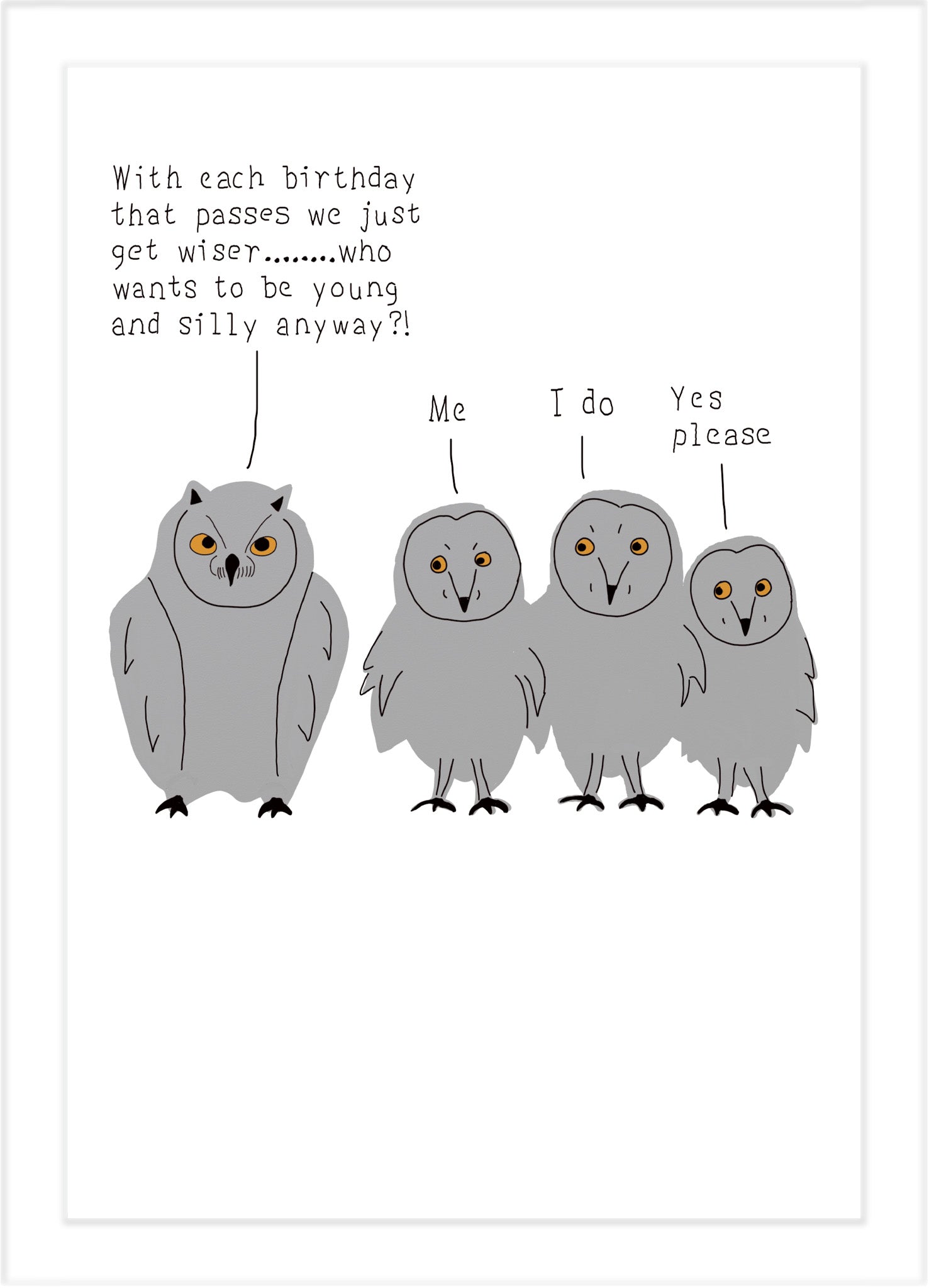 Christmas card with illustration of owls