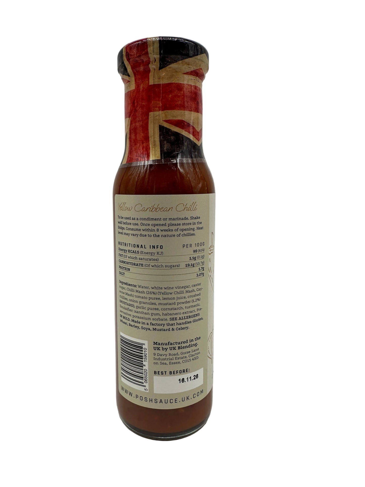 Posh Sauce’s Yellow Caribbean Chilli Sauce HOTTEST 250G