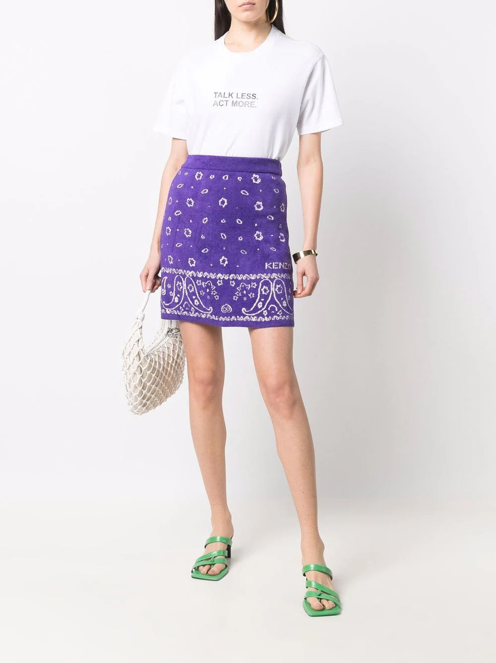 Kenzo Bandana Print Mini Skirt Purple Towel Flannel Small