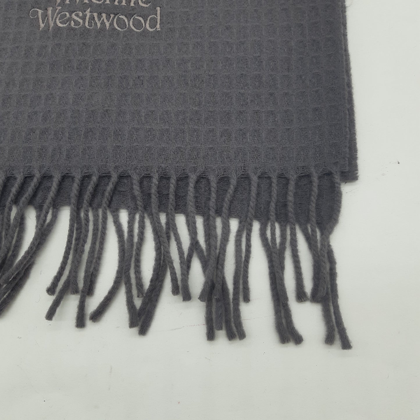 Vivienne Westwood Lambs Wool Scarf  Soft Grey