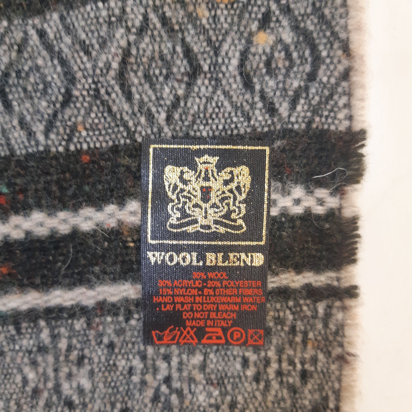 Vivienne Westwood Lambs Wool Scarf  Green And Grey Striped