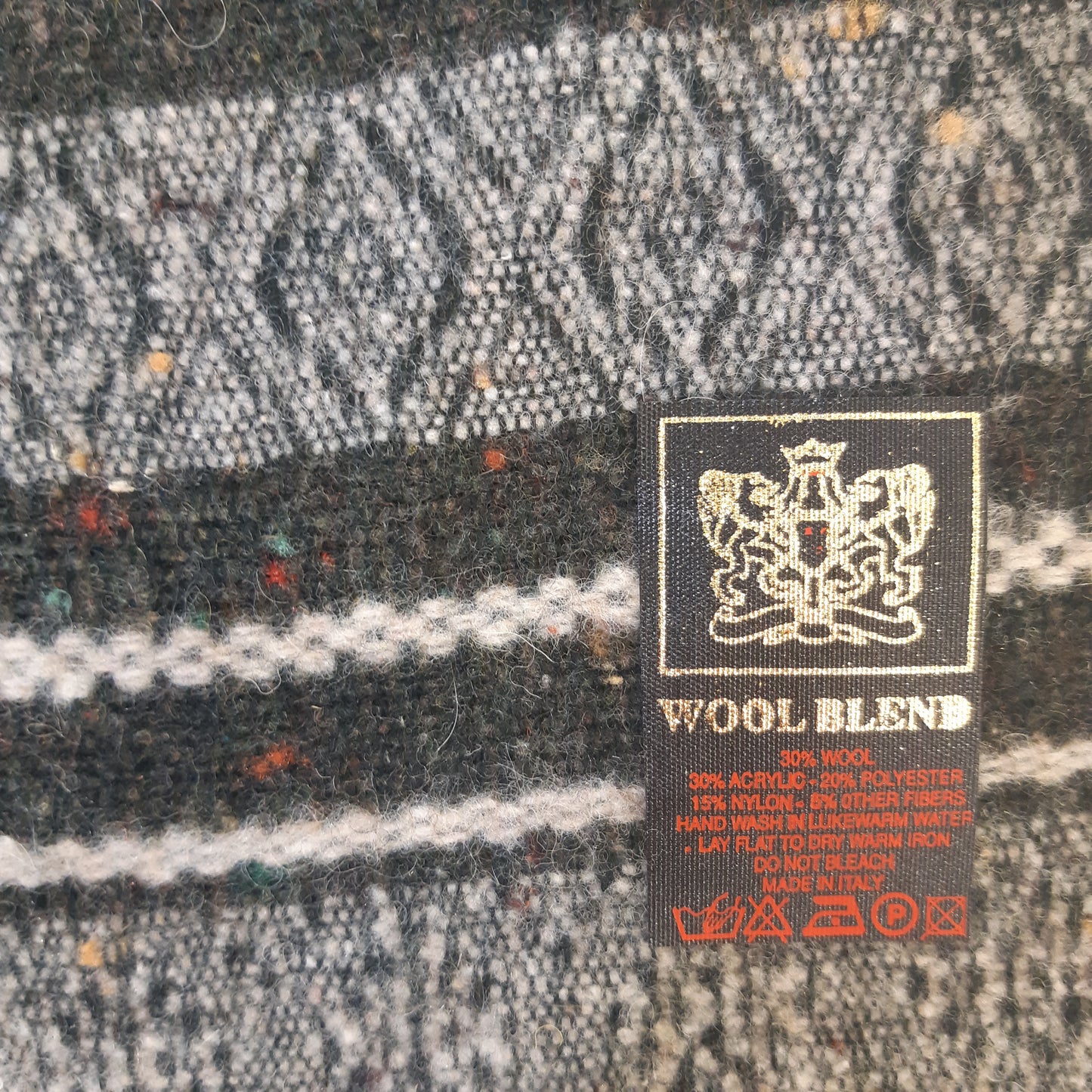 Vivienne Westwood Lambs Wool Scarf  Green And Grey Striped