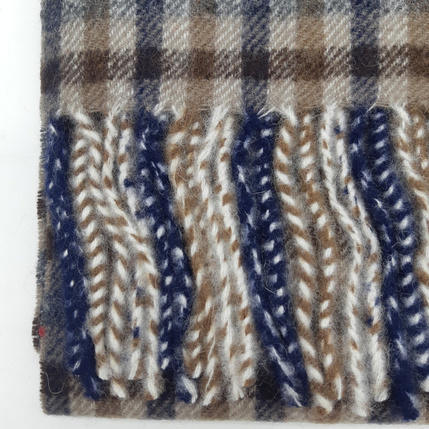 Aquascutum Scarf 100% Lambs wool Brown and Blue Check