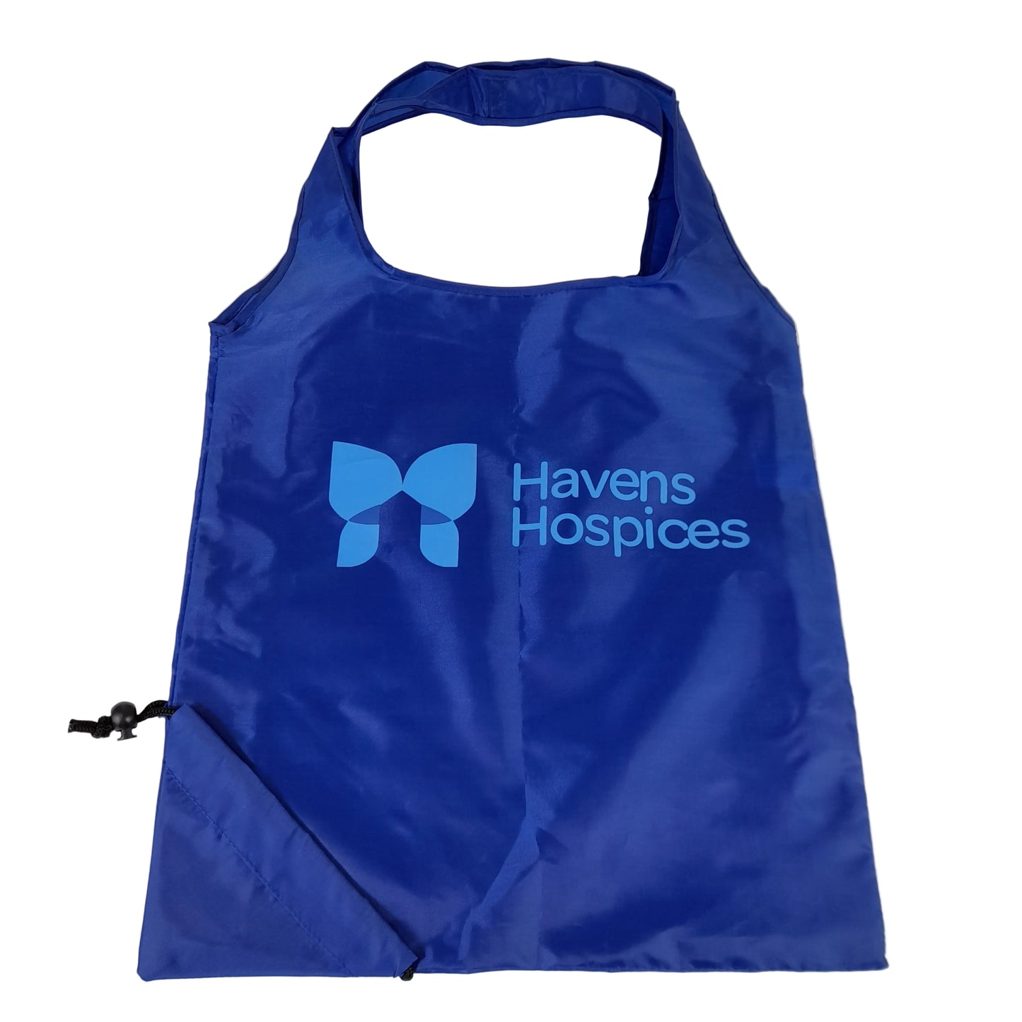 Blue bag with 'Havens Hospices' logo on a white background