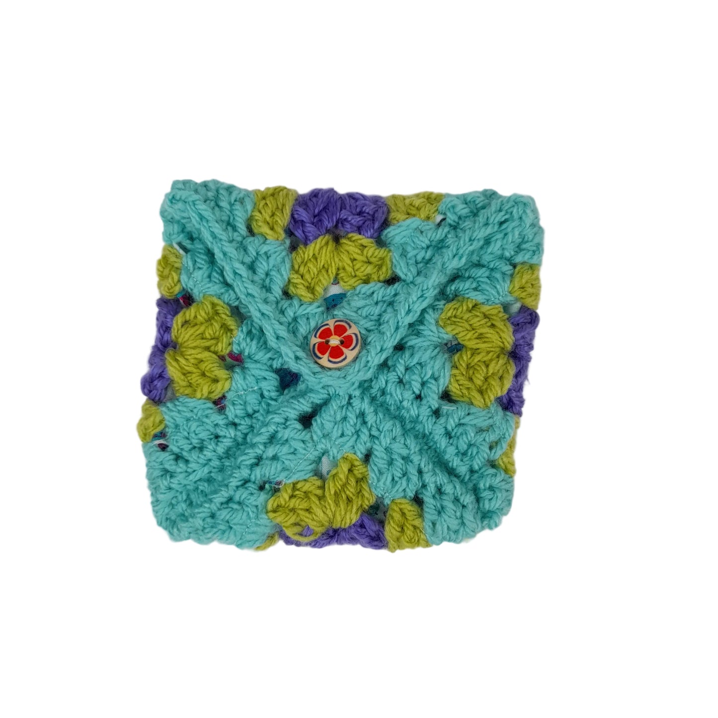 Handmade Lined Crochet Granny Square Pouch