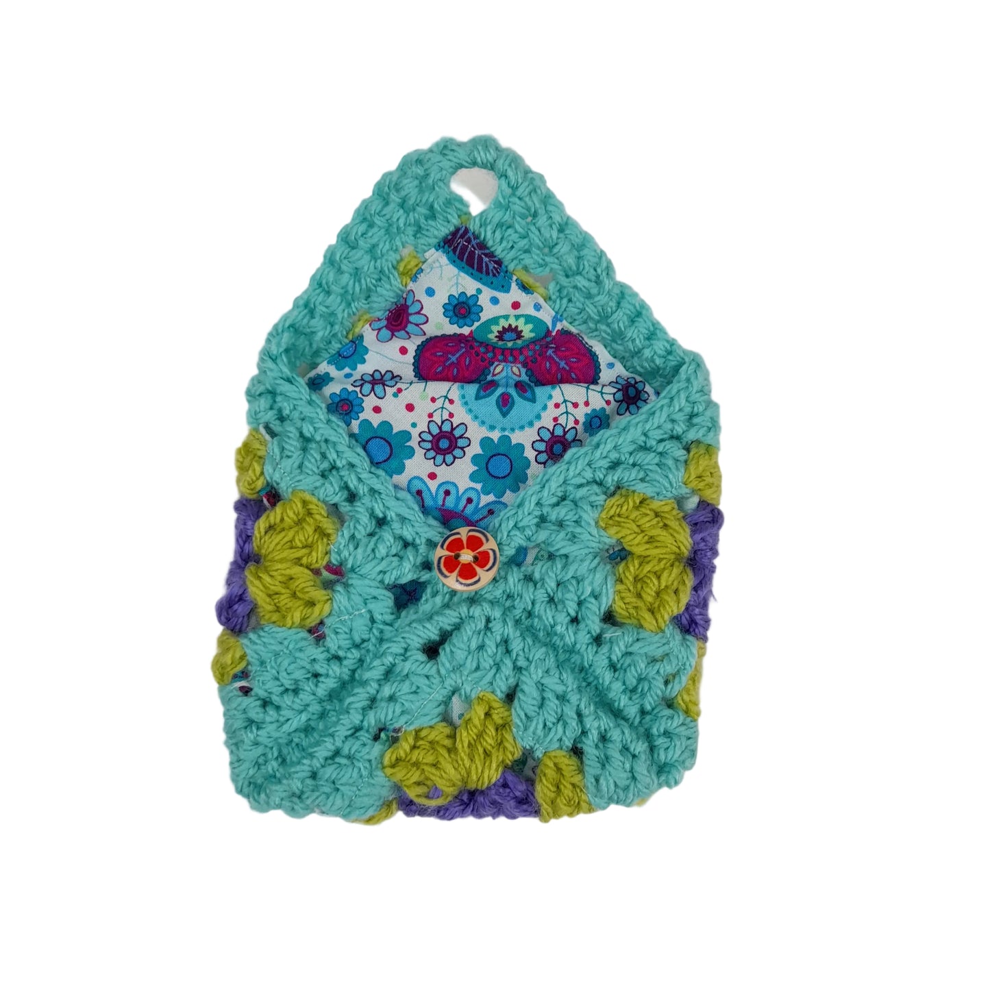 Handmade Lined Crochet Granny Square Pouch