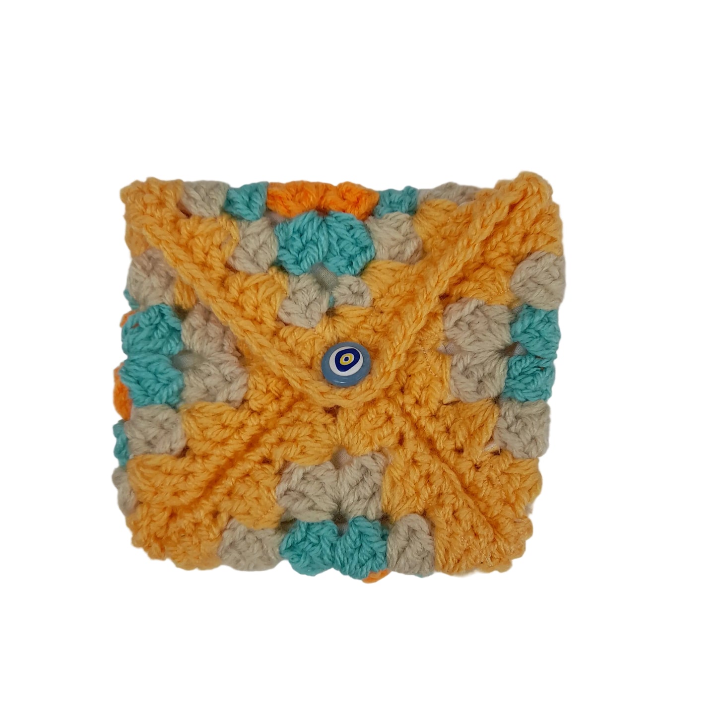 Handmade Lined Crochet Granny Square Pouch