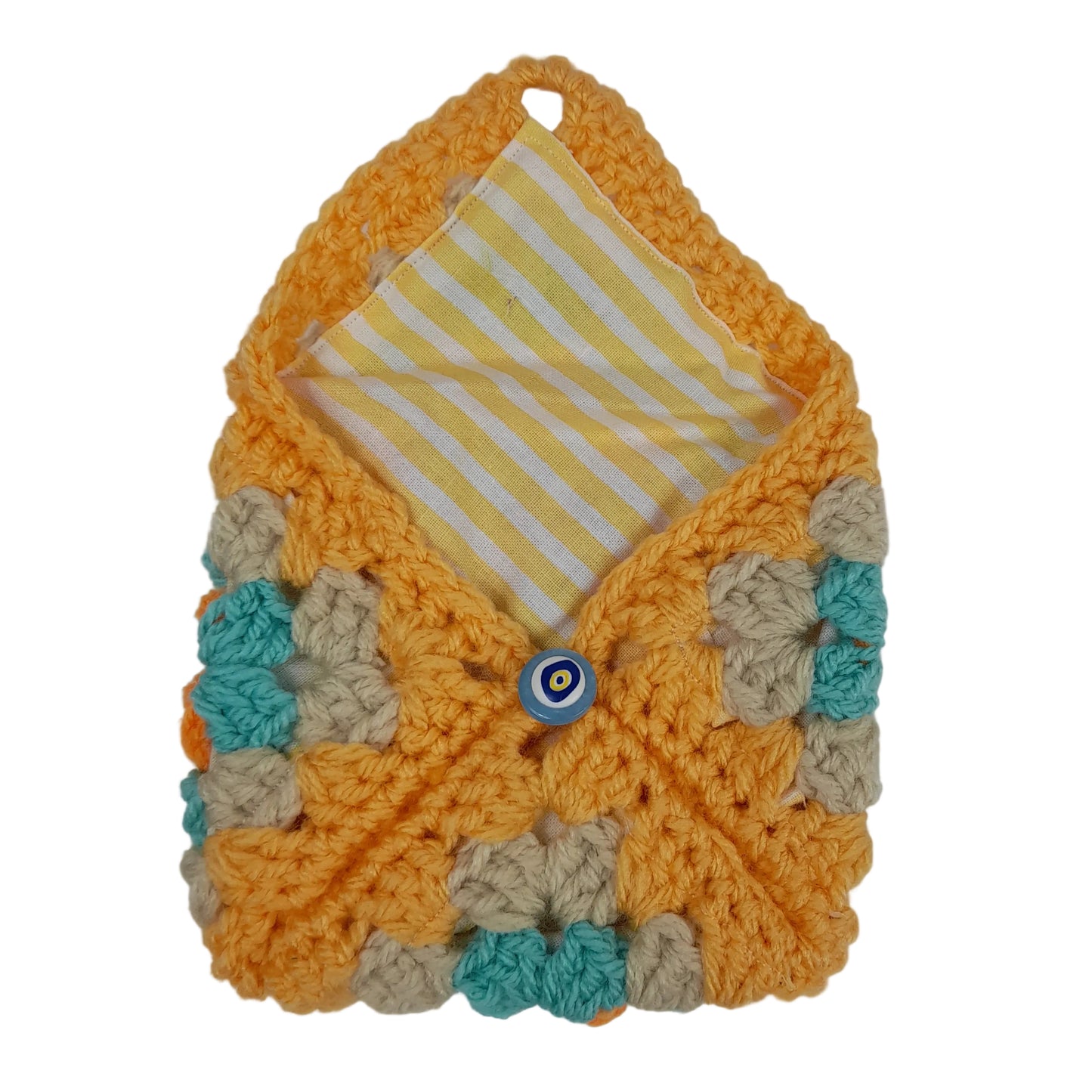 Handmade Lined Crochet Granny Square Pouch