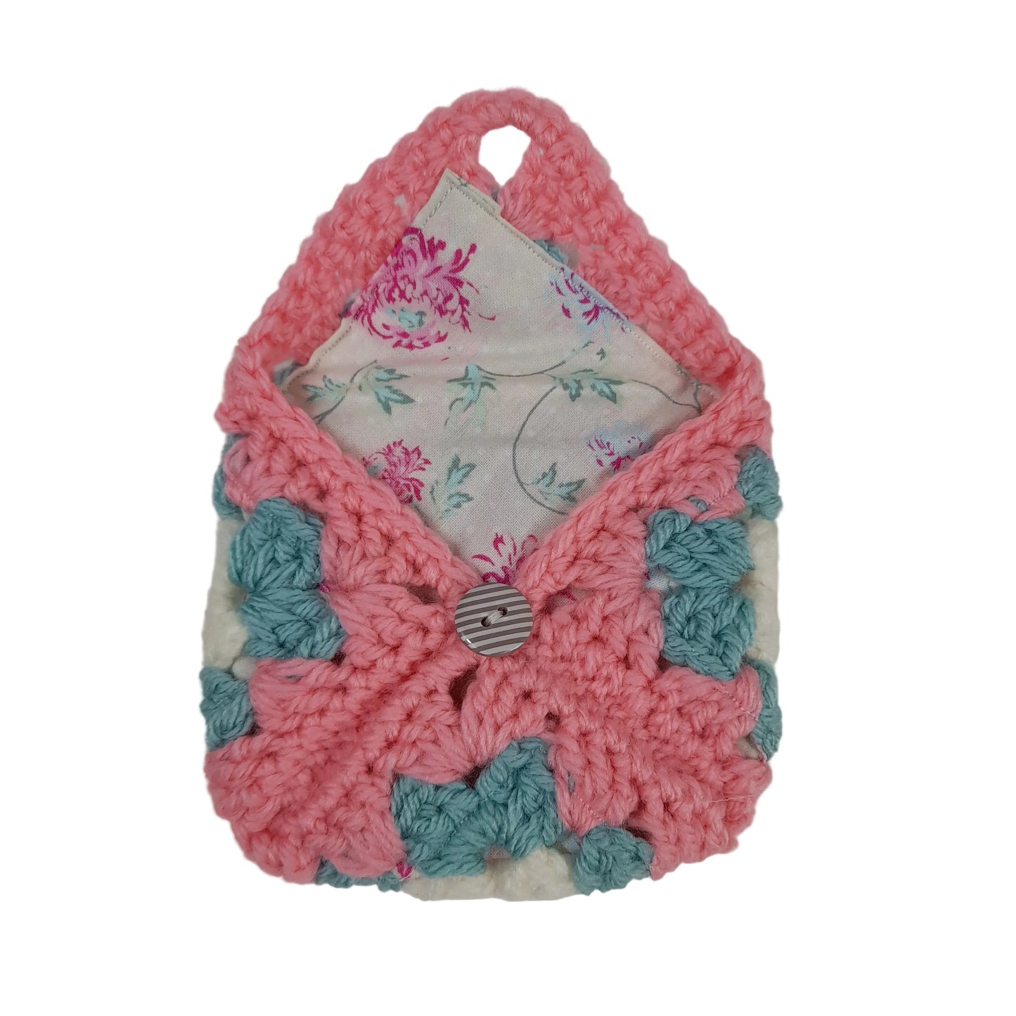 Handmade Lined Crochet Granny Square Pouch