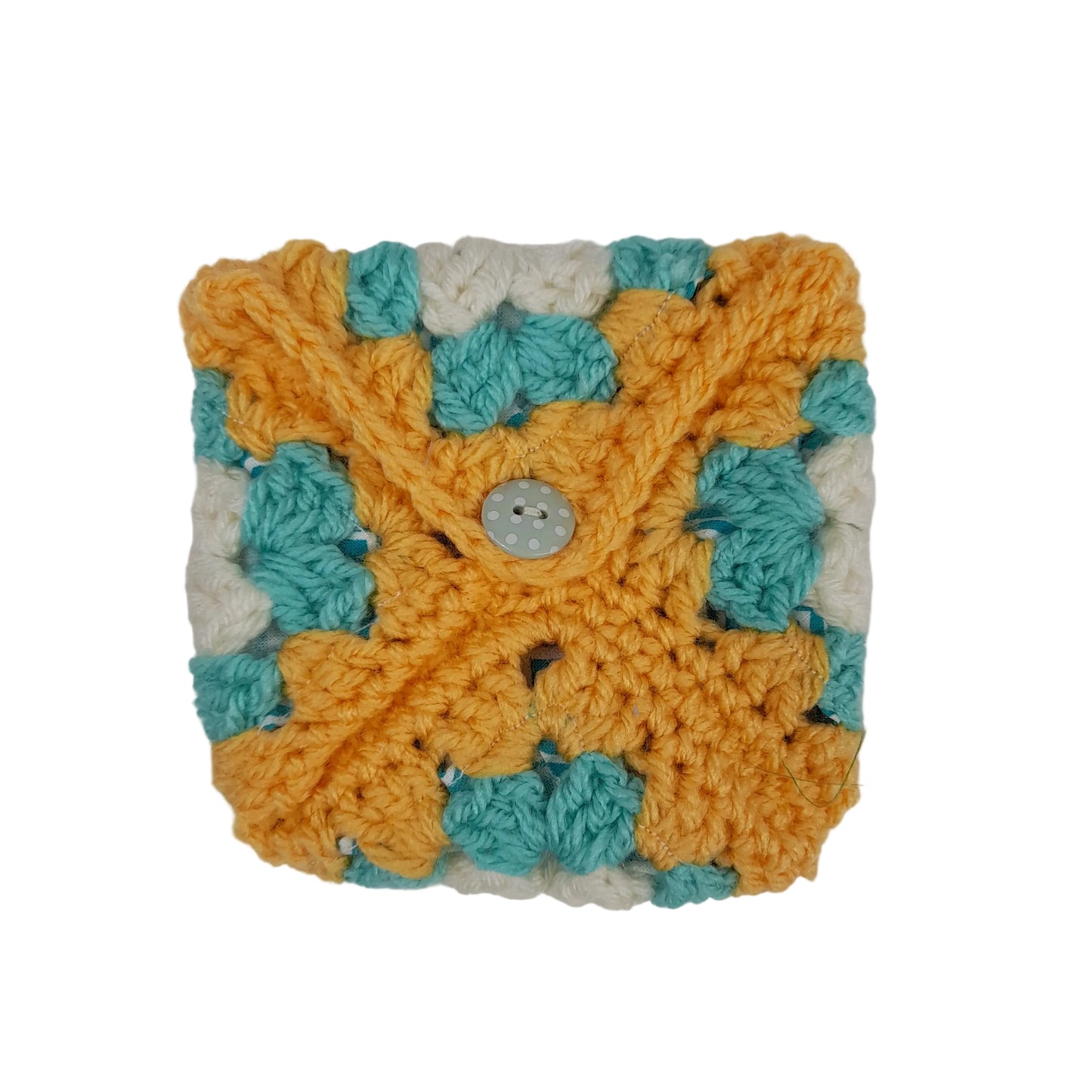Handmade Lined Crochet Granny Square Pouch