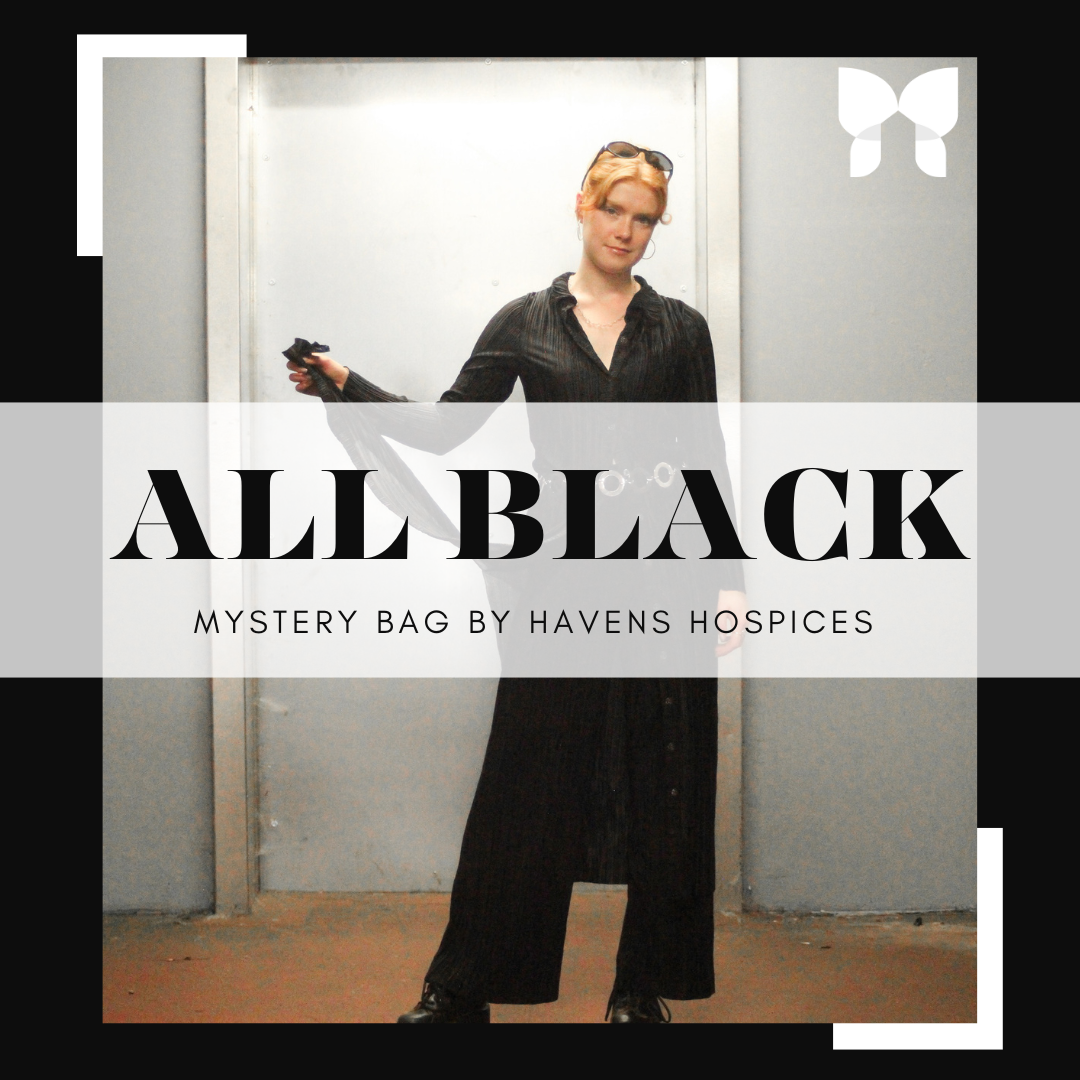 The all-black mystery bag by Havens Hospices contains 4 clothing items