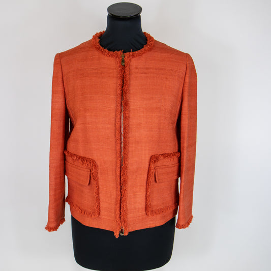 Christian Dior Burnt Orange silk & Linen Cropped Jacket UK 8