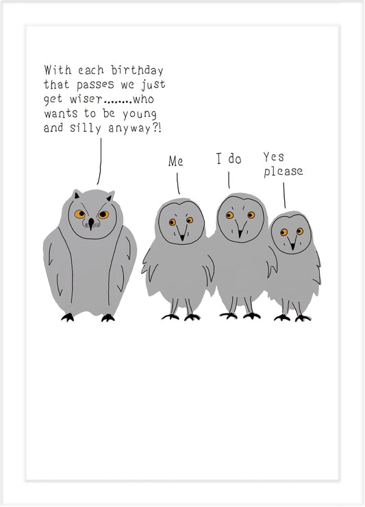 Christmas card with illustration of owls