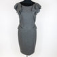 Front view of Fendi Grey Panelled Flounce Shoulder Fleece Wool Dress UK 14