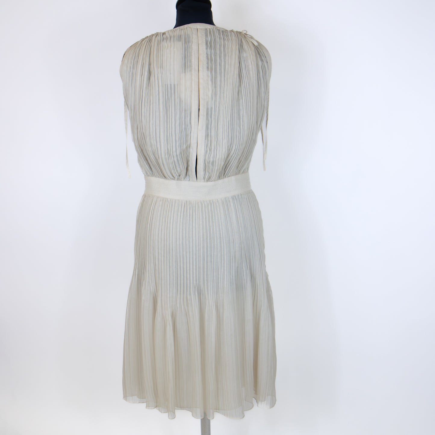 Chloé Safari Beige Plunge Pleated Wrap Knee Length Dress UK 10 RRP £3000