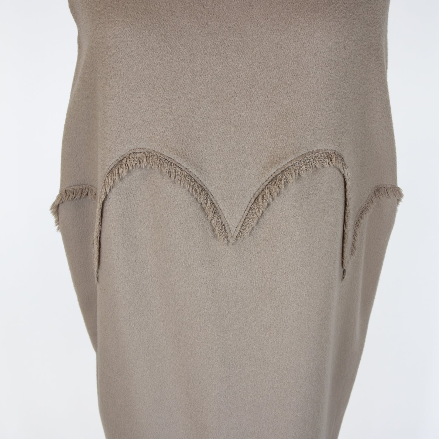 Yves Saint Laurent Alpaca Wool Taupe Fringe Shift Dress UK 8 RRP £1,400