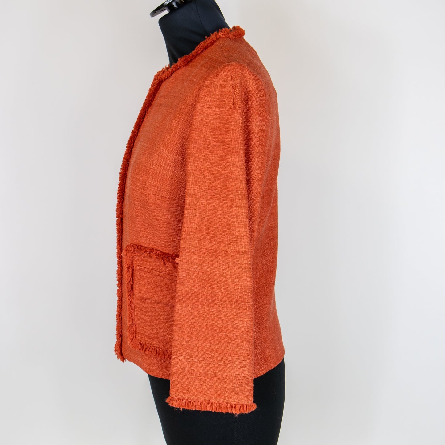 Christian Dior Burnt Orange silk & Linen Cropped Jacket UK 8