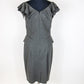 Back view of Fendi Grey Panelled Flounce Shoulder Fleece Wool Dress UK 14