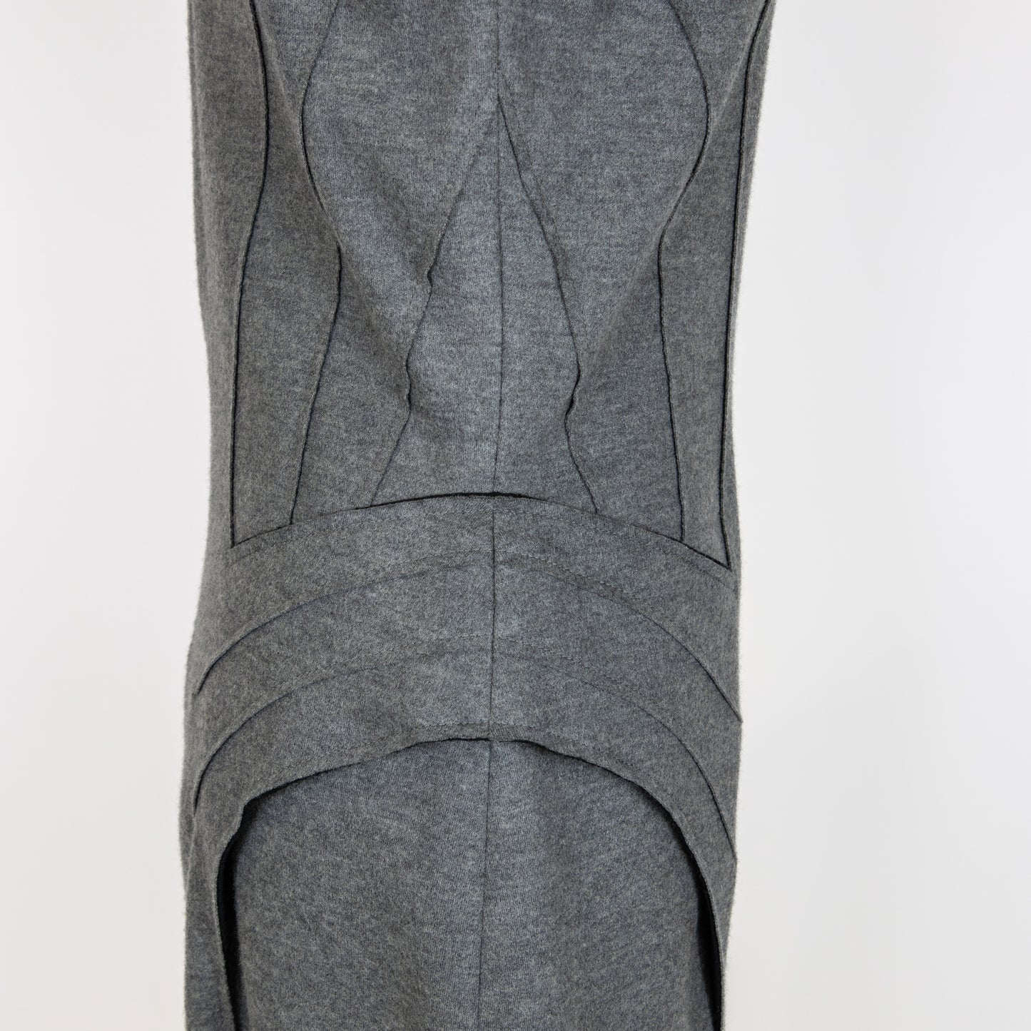 Fendi Grey Panelled Flounce Shoulder Fleece Wool Dress UK 14 RRP £1,000