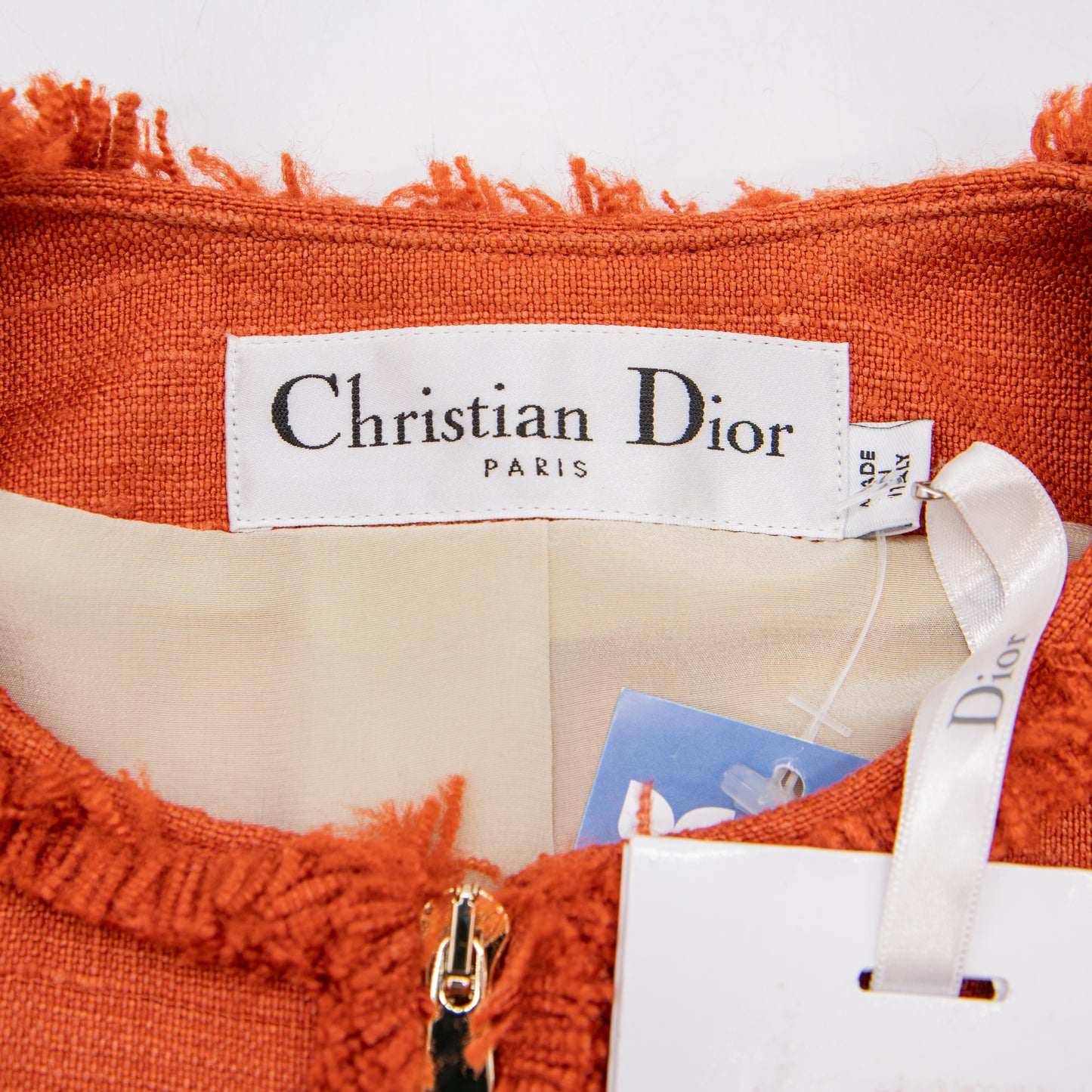 Christian Dior Burnt Orange silk & Linen Cropped Jacket UK 8