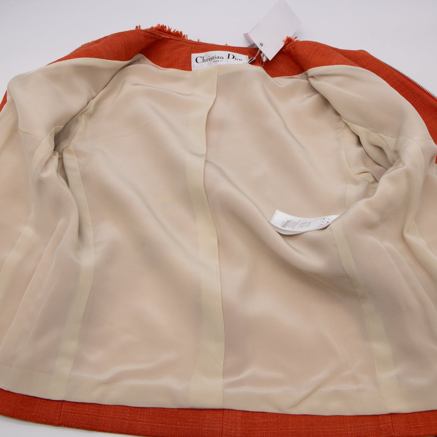 Christian Dior Burnt Orange silk & Linen Cropped Jacket UK 8