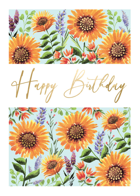 Birthday Card - Happy Birthday Sunflowers