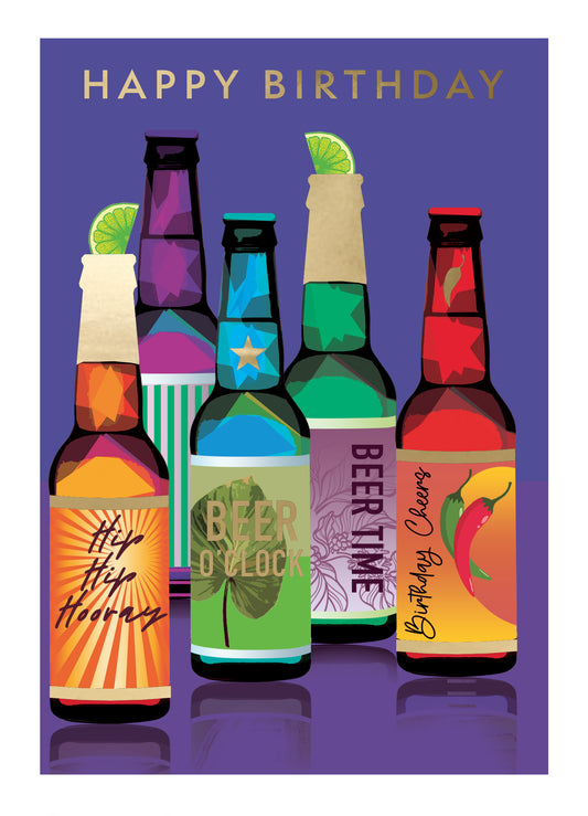 Birthday Card - Beer Bottles