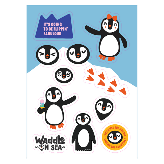 Waddle on Sea Souvenir A5 Sticker Sheet