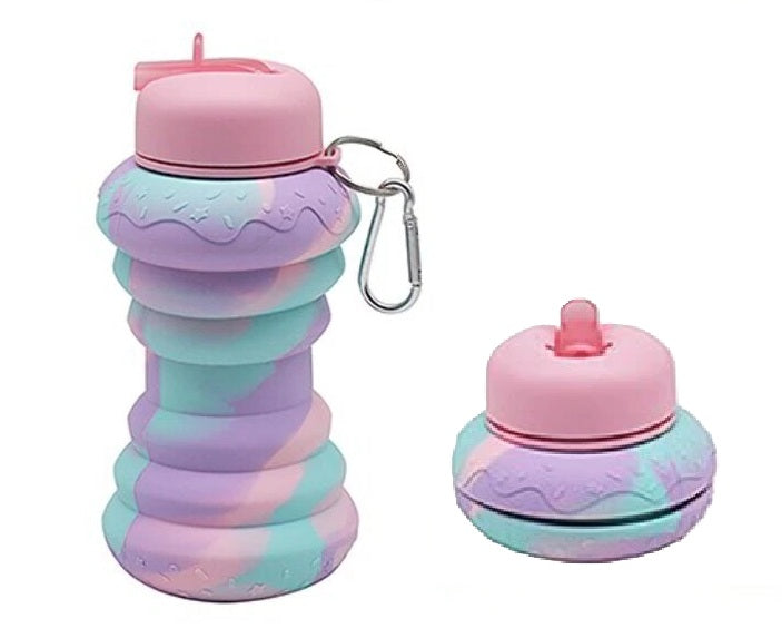 Donut Collapsible Pop Up Silicone Water Bottle