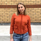 Christian Dior Burnt Orange silk & Linen Cropped Jacket UK 8