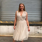 Chloé Safari Beige Plunge Pleated Wrap Knee Length Dress UK 10 RRP £3000