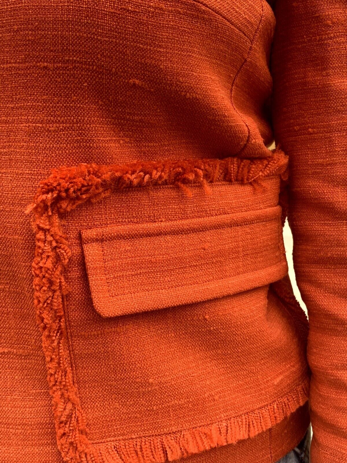 Christian Dior Burnt Orange silk & Linen Cropped Jacket UK 8