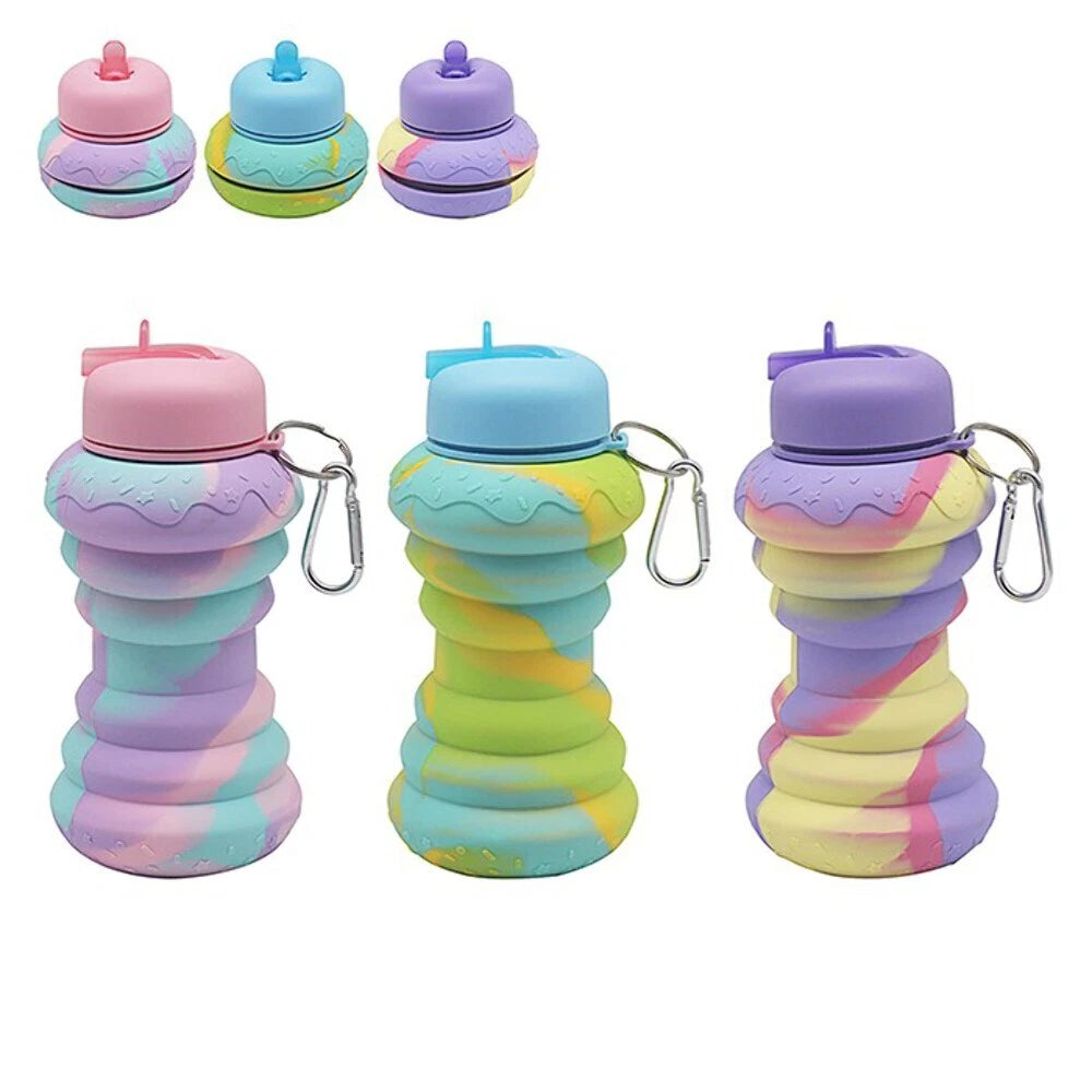 Donut Collapsible Pop Up Silicone Water Bottle